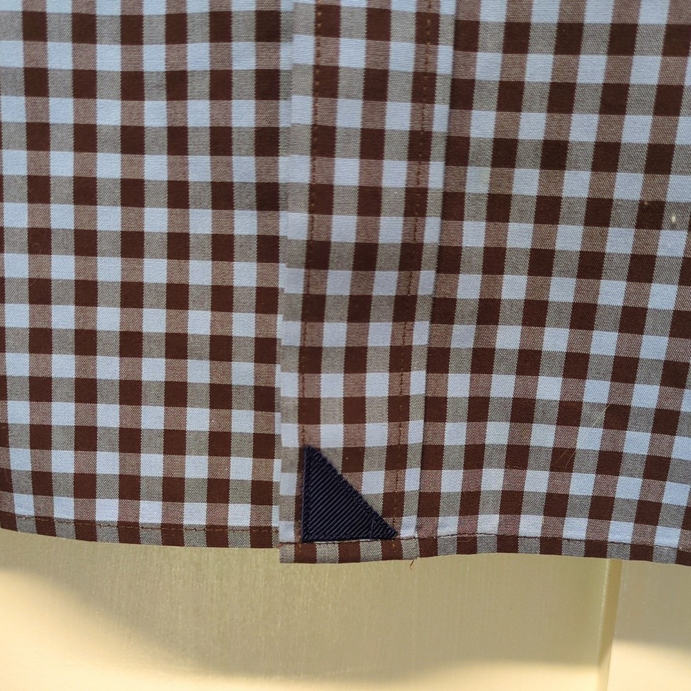 Untuckit Brown Blue Checked Button Long Sleeve Shirt XL 100% Cotton Work - Picture 4 of 10